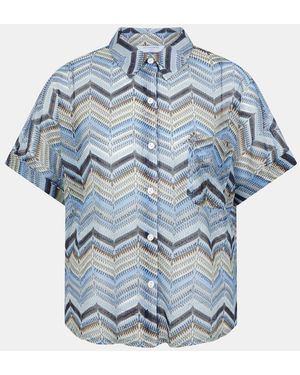 Accessorize Zigzag Crochet Shirt - Blau