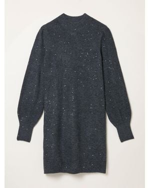 FatFace Fatface Sparkle Knit Mini Dress - Blue