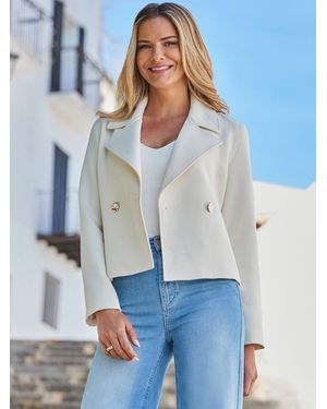 Sosandar Cropped Trench Jacket - Blue