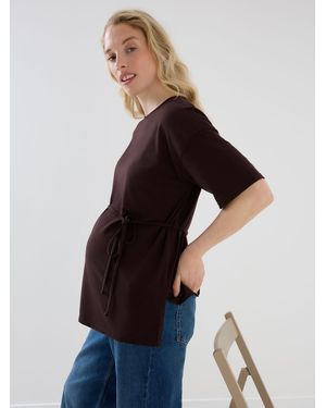 Jojo Maman Bébé Chocolate Oversized Tie Boyfriend Maternity Shirt - Blue