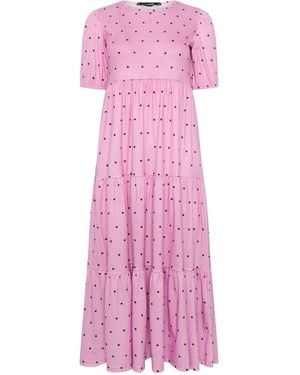 PixieGirl Petite Spot Tiered Maxi Dress - Pink