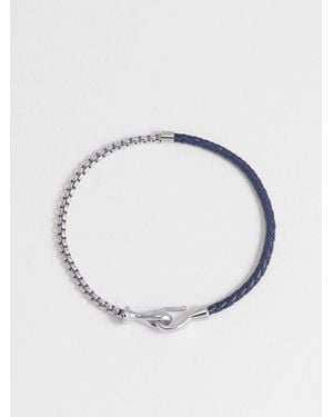 Bartlett Tone Leather And Chain Hook Bracelet - Metallic