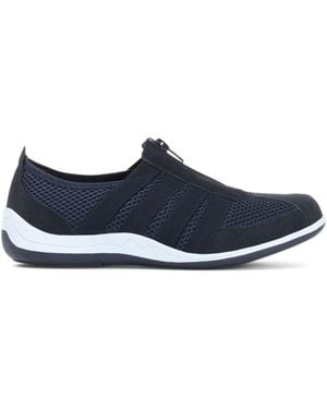 Pavers Leather Casual Zip-Up Sneakers - Blue