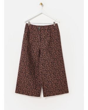 Oliver Bonas Animal Print Jacquard Cropped Wide Leg Trousers - Brown