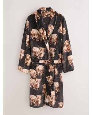 Next Hamish The Highland Cow Cozy Dressing Gown - Gray