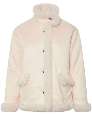 Yours Curve Yours Curve Shaggy Fur Boho Coat - White