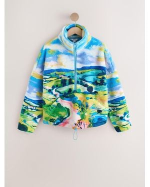 Next Cozy Teddy Borg Half Zip Jacket - Blue