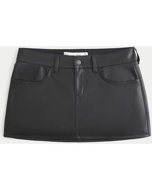 Hollister Low Rise Faux Leather Mini Skirt - Black