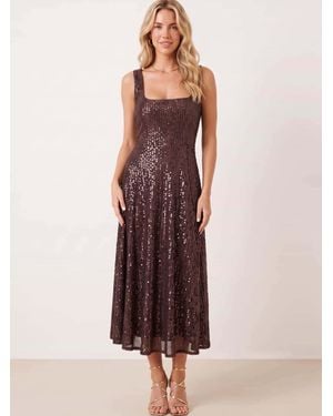 Style Cheat Sequin Fit And Flare Dress - Braun