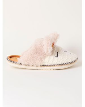 FatFace Fatface Novelty Ivory Alpaca Mule Slippers - Pink