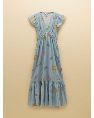 Joules Winnie Frill Shoulder Maxi Dress - Blue