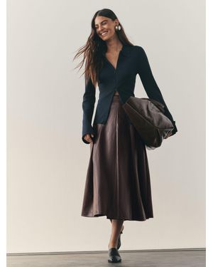 Nothing Ordinary Faux Leather Wrap Midi Kilt Skirt - Multicolor
