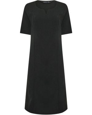 M Com Notch Neck Dress - Black