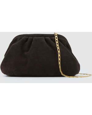 Reiss Mia Suede Pouch Clutch Bag - Black