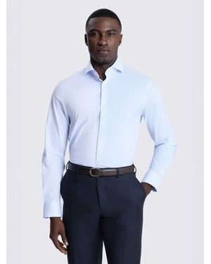 Moss Tailored Fit Stripe Stretch Shirt - Weiß