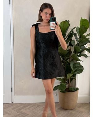Style Cheat Bow Jacquard Mini Dress - Black