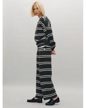 Next Charcoal Striped Cosy Knit Wide Leg Joggers - White