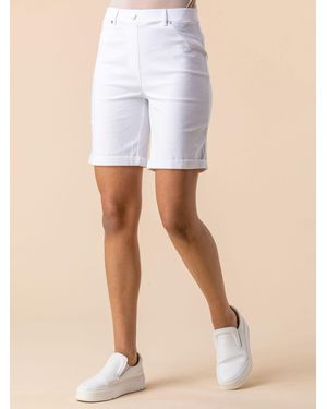 Roman Turned Hem Stretch Shorts - White