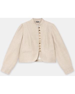 Mint Velvet Linen Cropped Jacket - Natural
