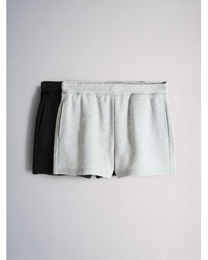 The Set 2 Pack Fold-Over Waist Sweat Shorts - Multicolour