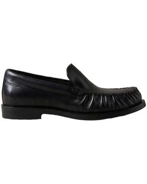 Calvin Klein Thea Leather Pleated Loafers - White