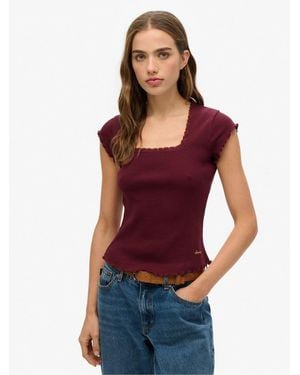 Superdry Athletic Essential Square Neck T-Shirt - Red