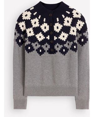 Boden Lara Cotton Button Sweater - Gray