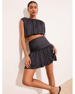 Lipsy Satin Ruched Mini Skirt - Black