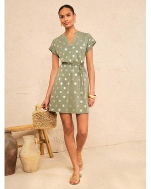 Love & Roses Notch Neck Mini Jersey T-Shirt Dress - Natural