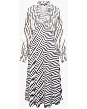 French Connection Candice Satin Stripe Midi Dress - Gray