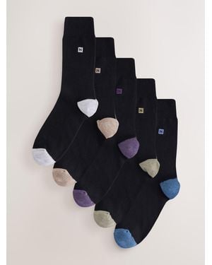 Next Mineral/ Heel And Toe Embroidered Lasting Fresh N Logo Heel Socks 5 Pack - Blue