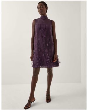 Monsoon Cassidy Sleeveless Appliqué Mini Dress - Purple