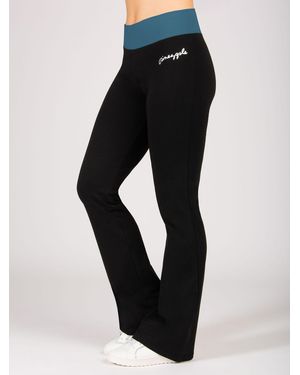 Pineapple Contrast Band Bootcut Jersey Pants - Black