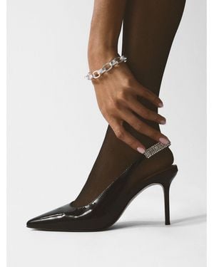 Reiss Patent Leather Crystal-Slingback Court Shoes - Black