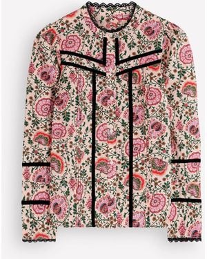 Boden Multi Carmen Trim Detail Top - Natural
