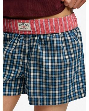 Superdry Check Cotton Shorts - Blue