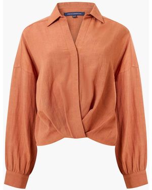 French Connection Ariette Line Blends Tuck Shirt - Orange