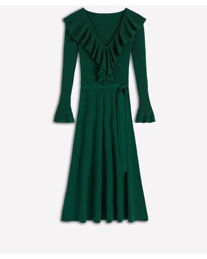 Boden Ruffled Rib Henley Dress - Green