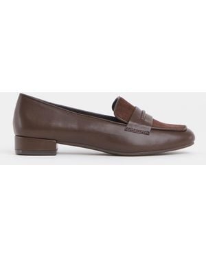 JD Williams Extra Wide Fit Block Heel Loafers - Brown
