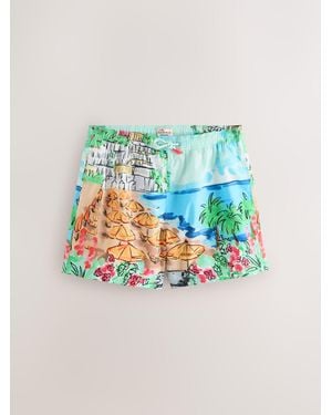 Next Print Swim Shorts 5 Inch - Blue