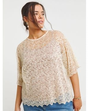 Simply Be Lace Boxy Top - Natural