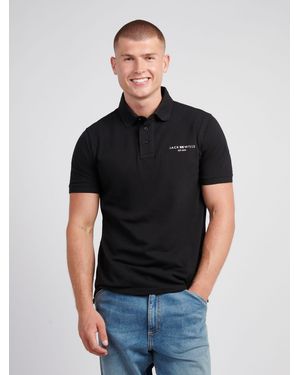 Jack Wills Chest Union Flag Pique Polo Shirt - Schwarz