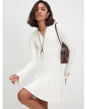 River Island Flippy Ribbed Dress - White