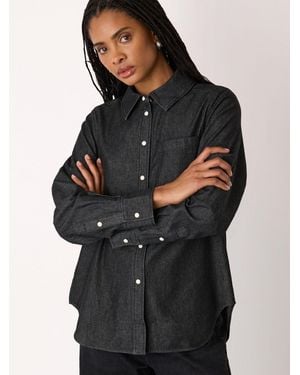 Whistles Pocket Detail Cotton Shirt - Black