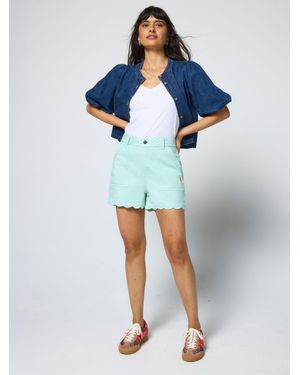 Scamp & Dude Scallop Denim Shorts - Blue