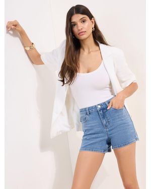 Friends Like These Denim Mom Shorts - Blue