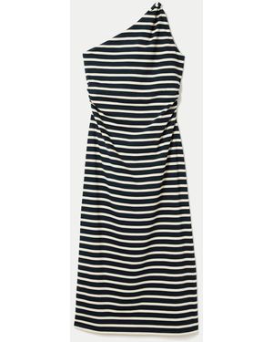 Jigsaw Stripe One Shoulder Dress - White
