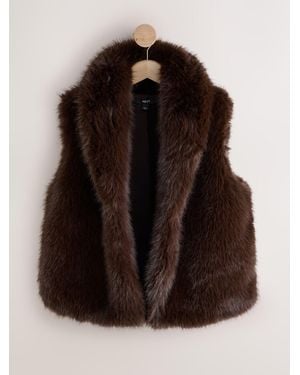 Next Faux Fur Gilet Cover-Up - Brown