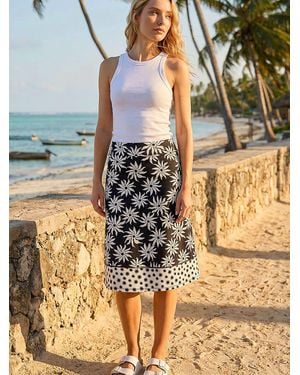 Roman Floral Star A-Line Skirt - Metallic