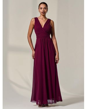 Jolie Moi Cora Sleeveless Chiffon Maxi Dress - Red